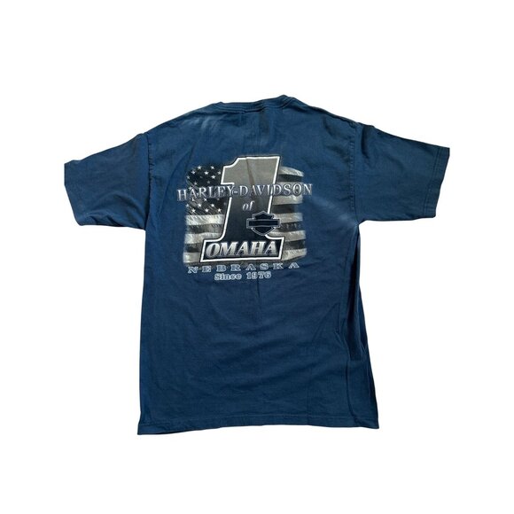Harley-Davidson Omaha NE Graphic T-Shirt Sz M Blue 100% Cotton Mens Apparel - Picture 3 of 10